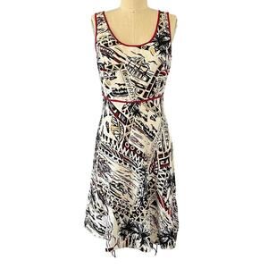 Alexandra Bartlett Abstract Print Linen Sleeveless A-Line Dress 👗✨